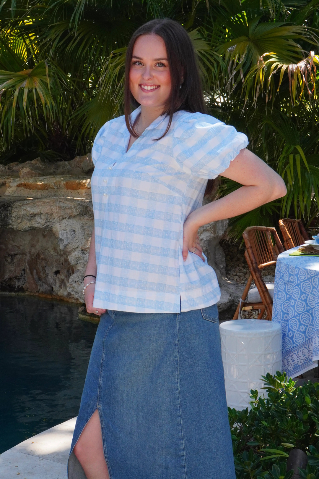 Virginia Top Square French Blue