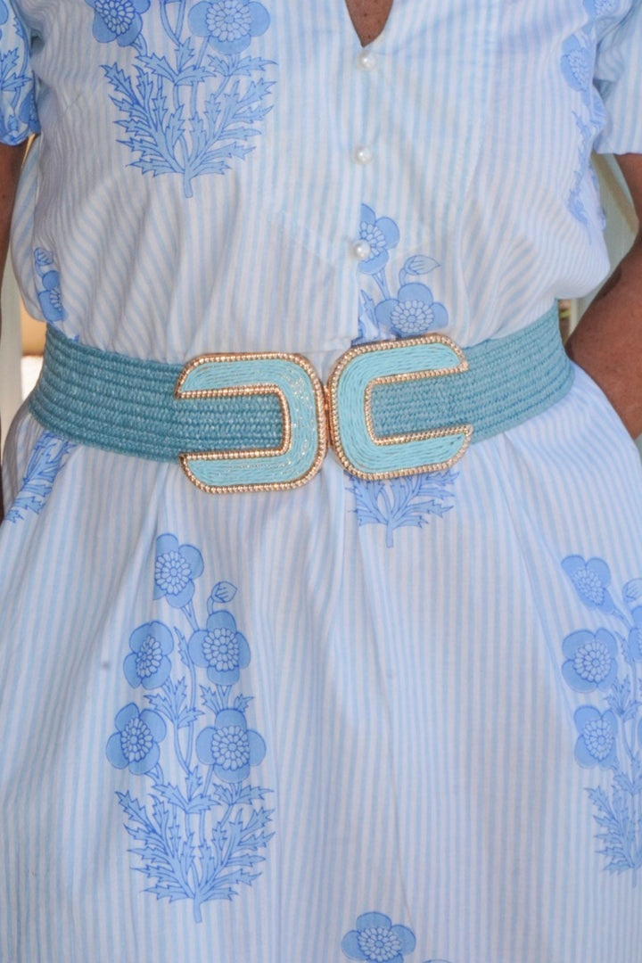 Women's Braided Thick Belt Powder Blue