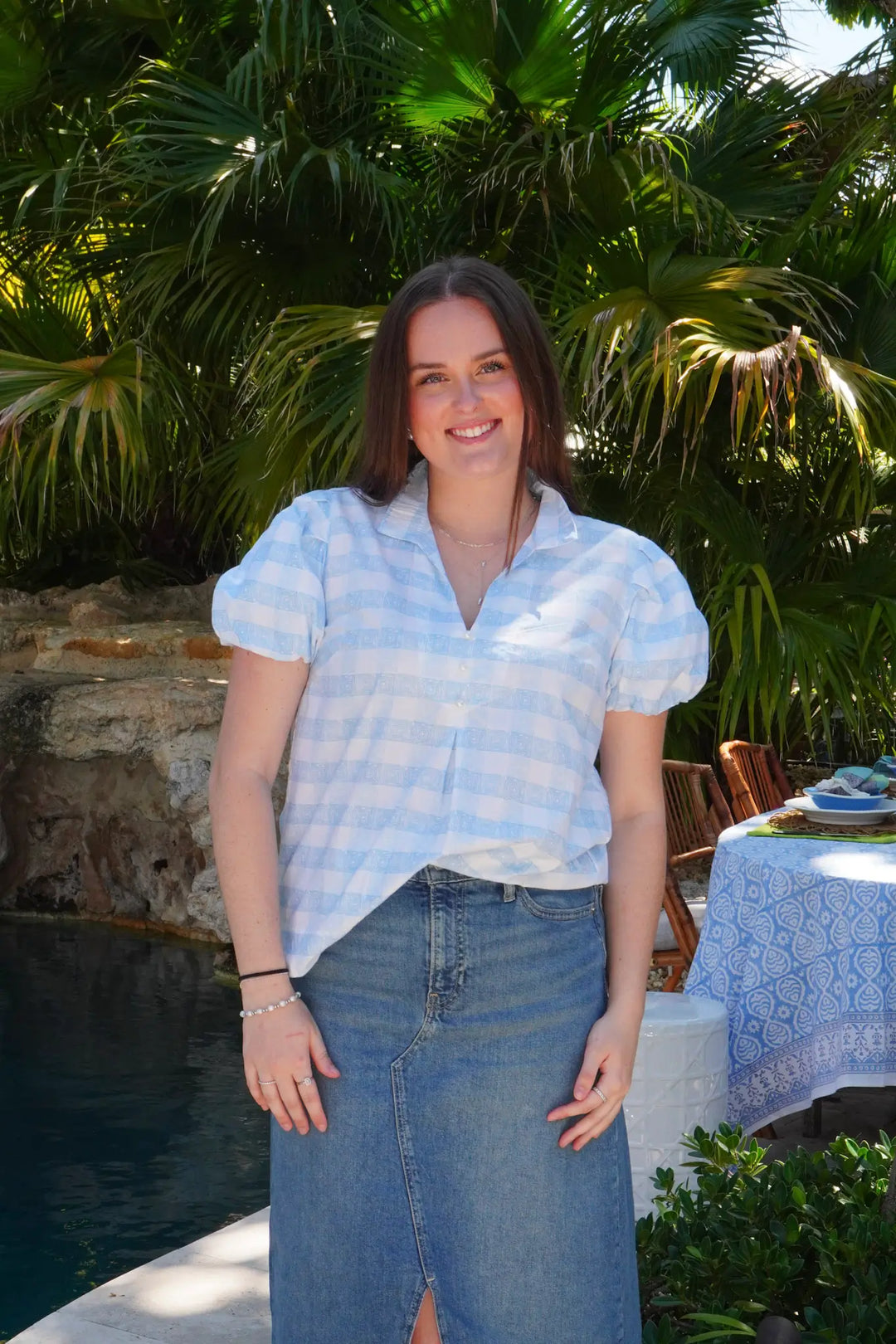 Virginia Top Square French Blue