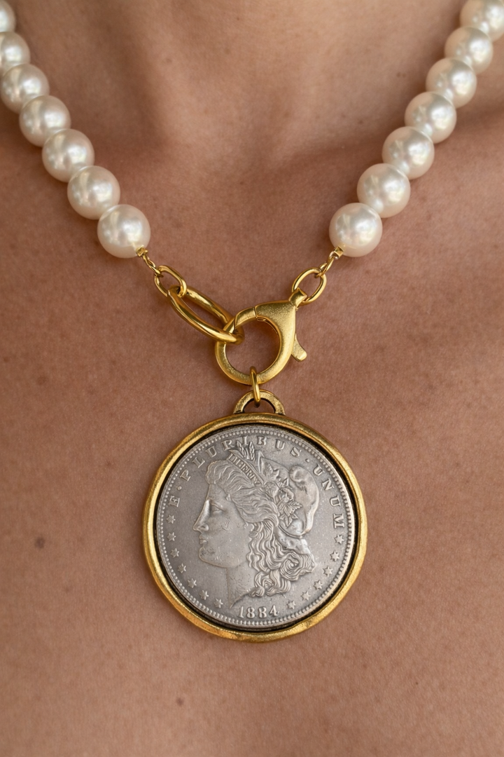 Sophia Pearl and Coin Necklace