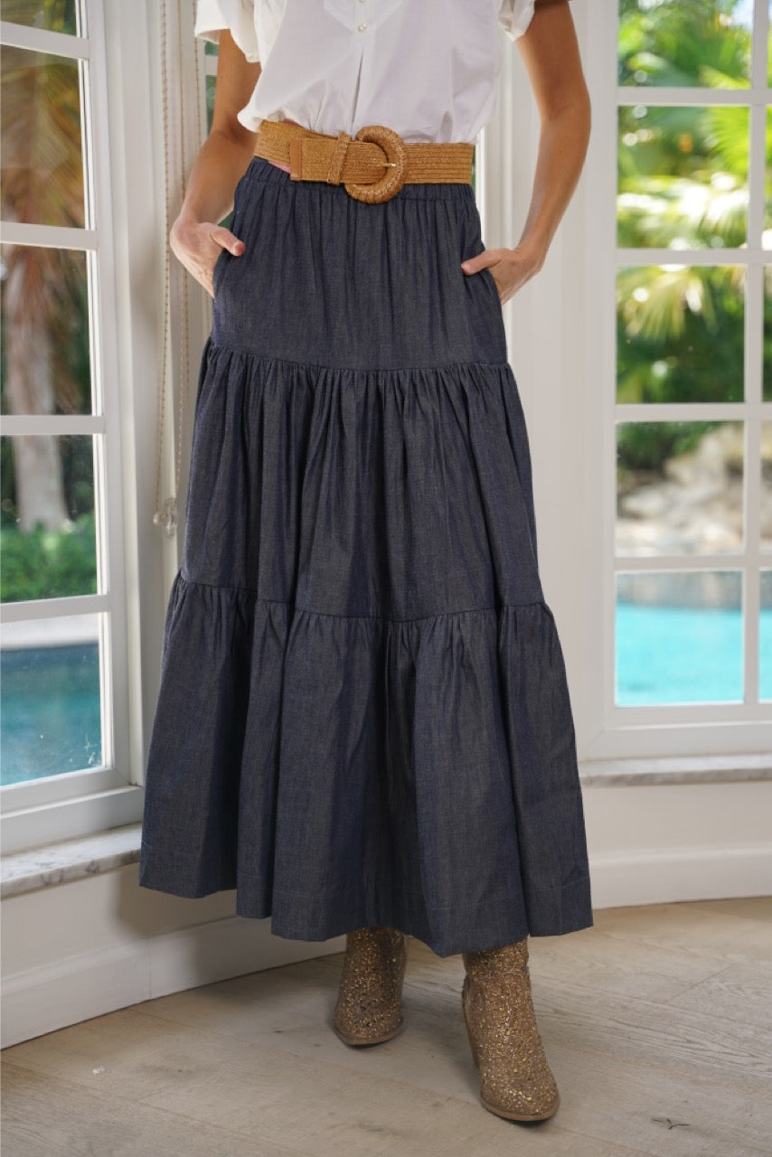 Boho Long Skirt Denim