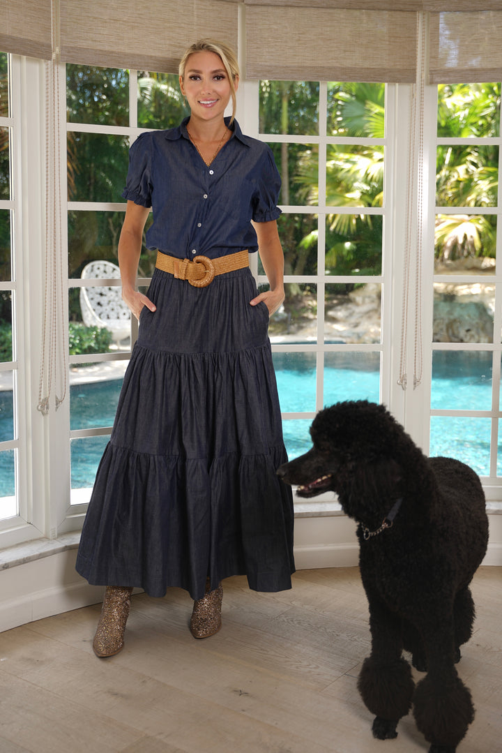 Boho Long Skirt Denim