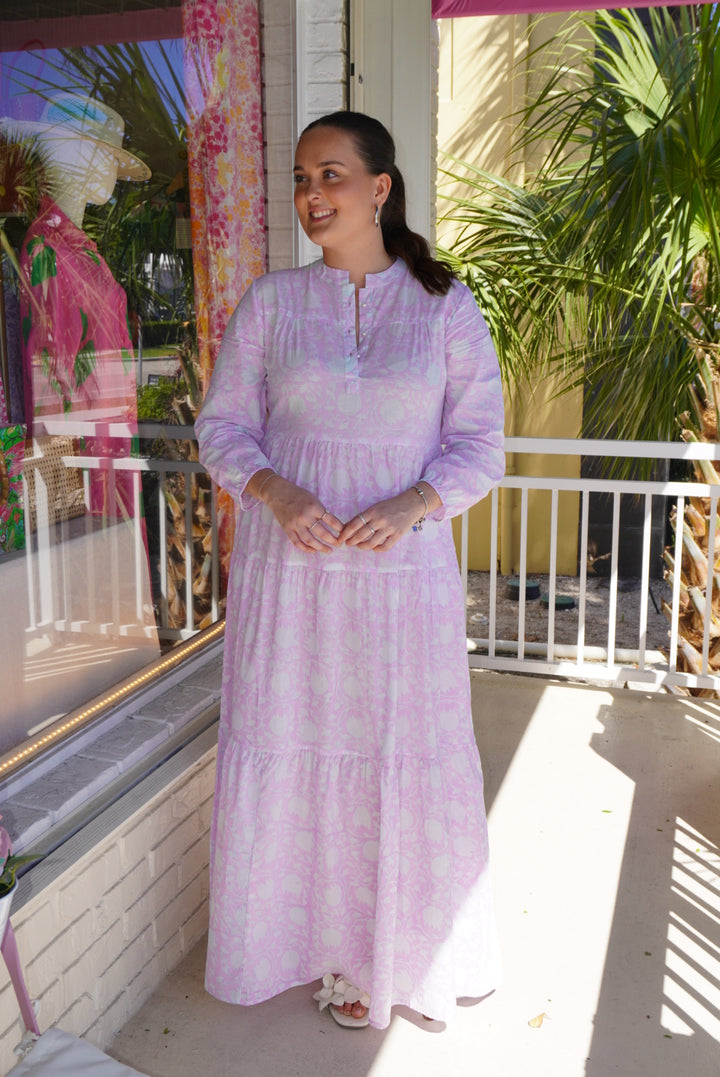 Boho Summer Long Dress Cotton Candy Violet