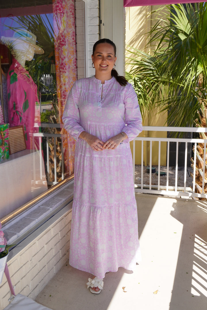 Boho Summer Long Dress Cotton Candy Violet