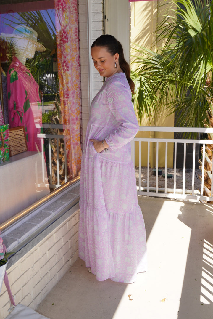 Boho Summer Long Dress Cotton Candy Violet