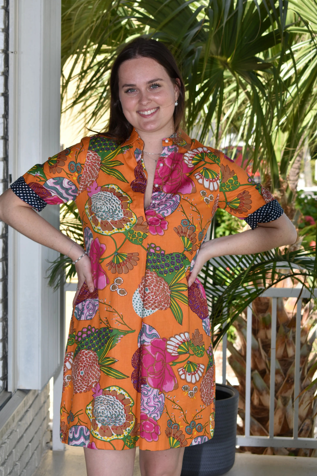 Charlotte Dress Orange Floral