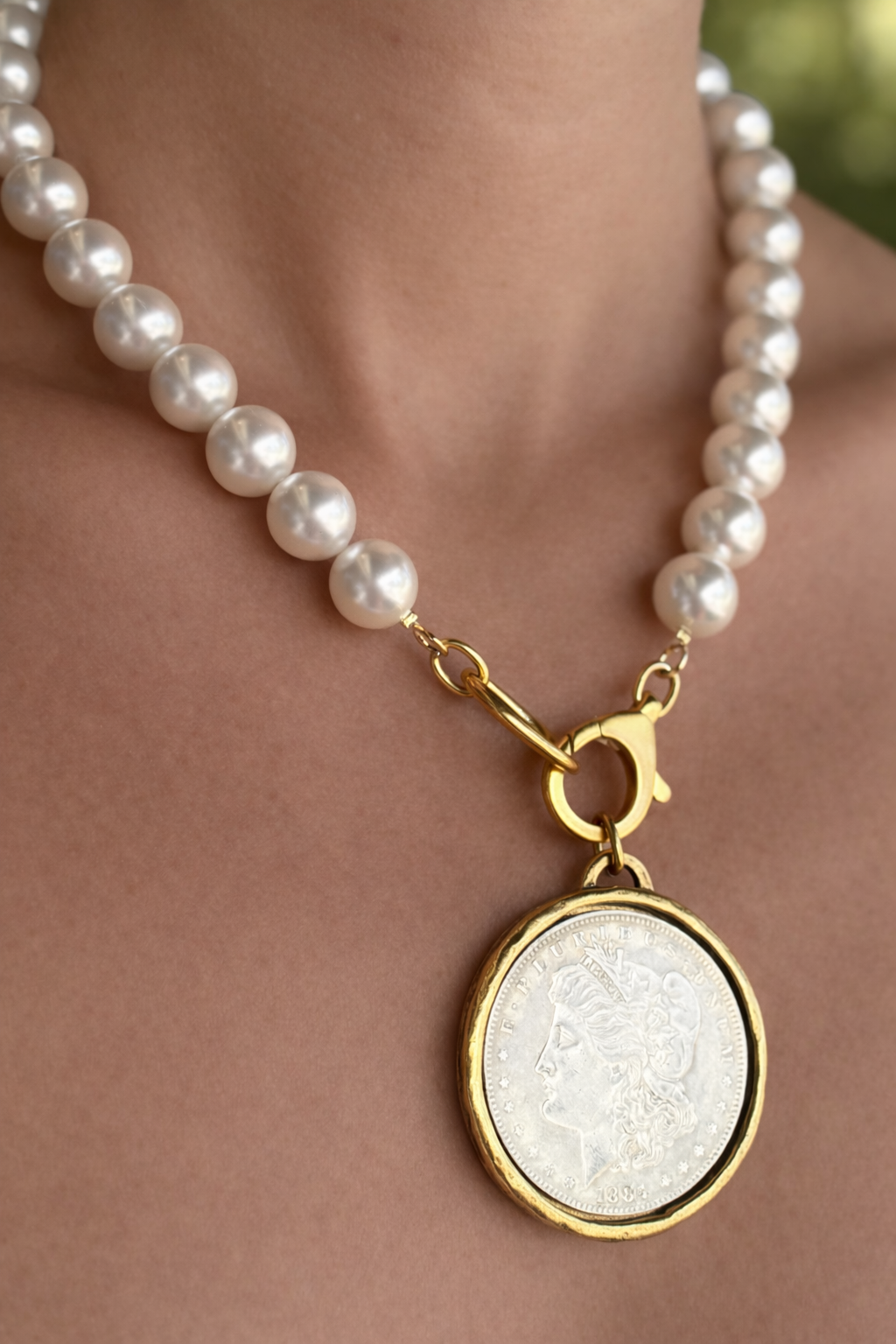 Sophia Pearl and Coin Necklace