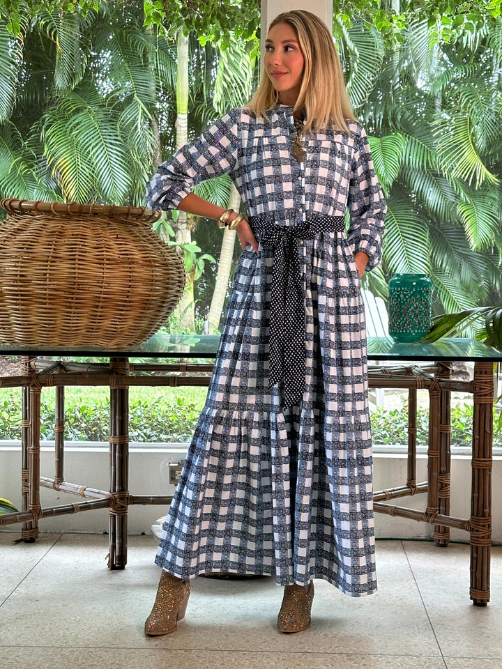 Boho Long Dress Square Navy