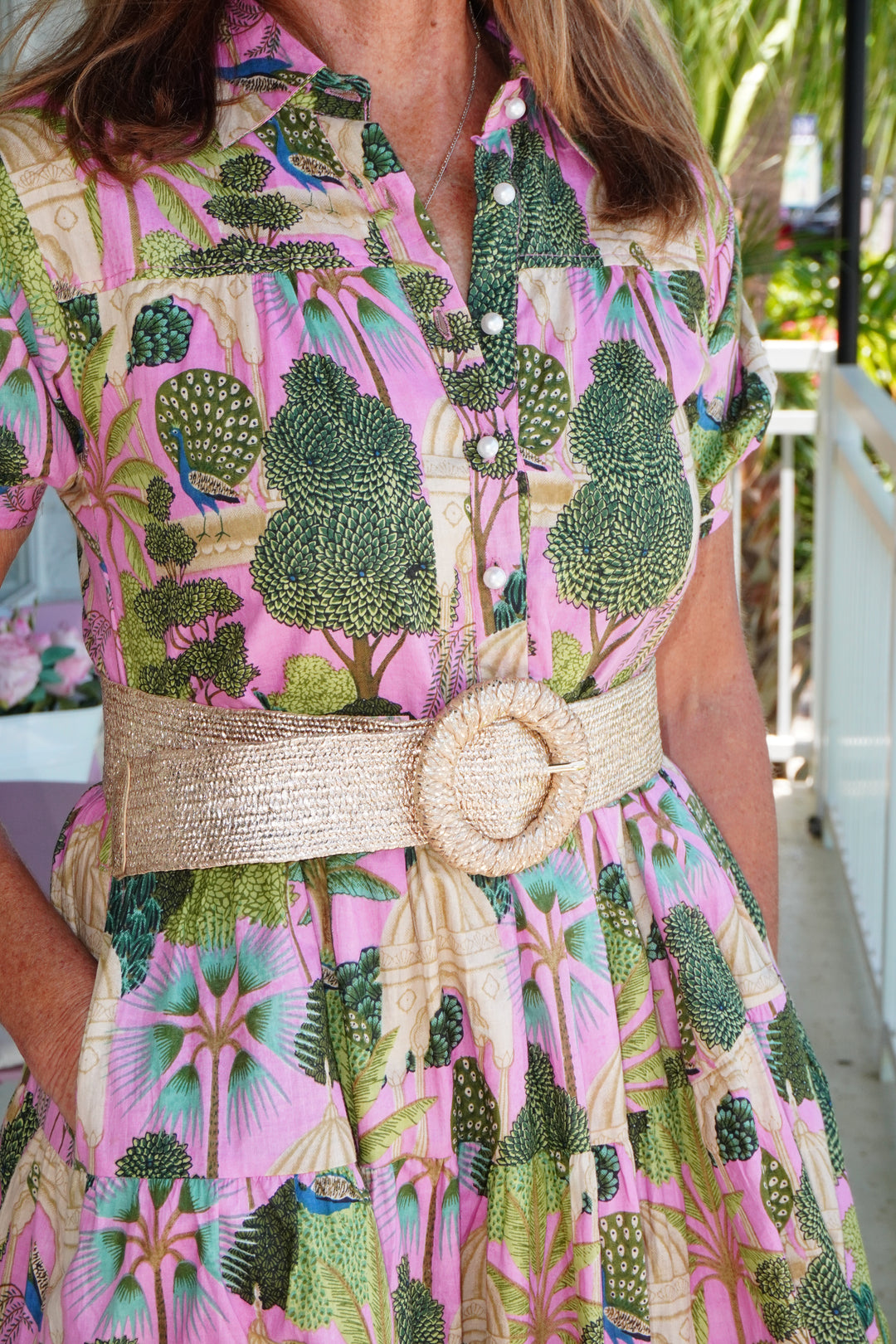 Metallic Wrapped Circle Elastic Belt Gold