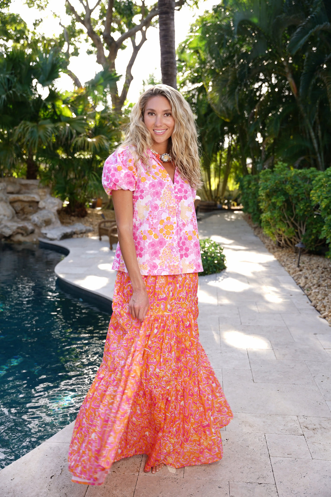 Boho Long Skirt Orange Marie