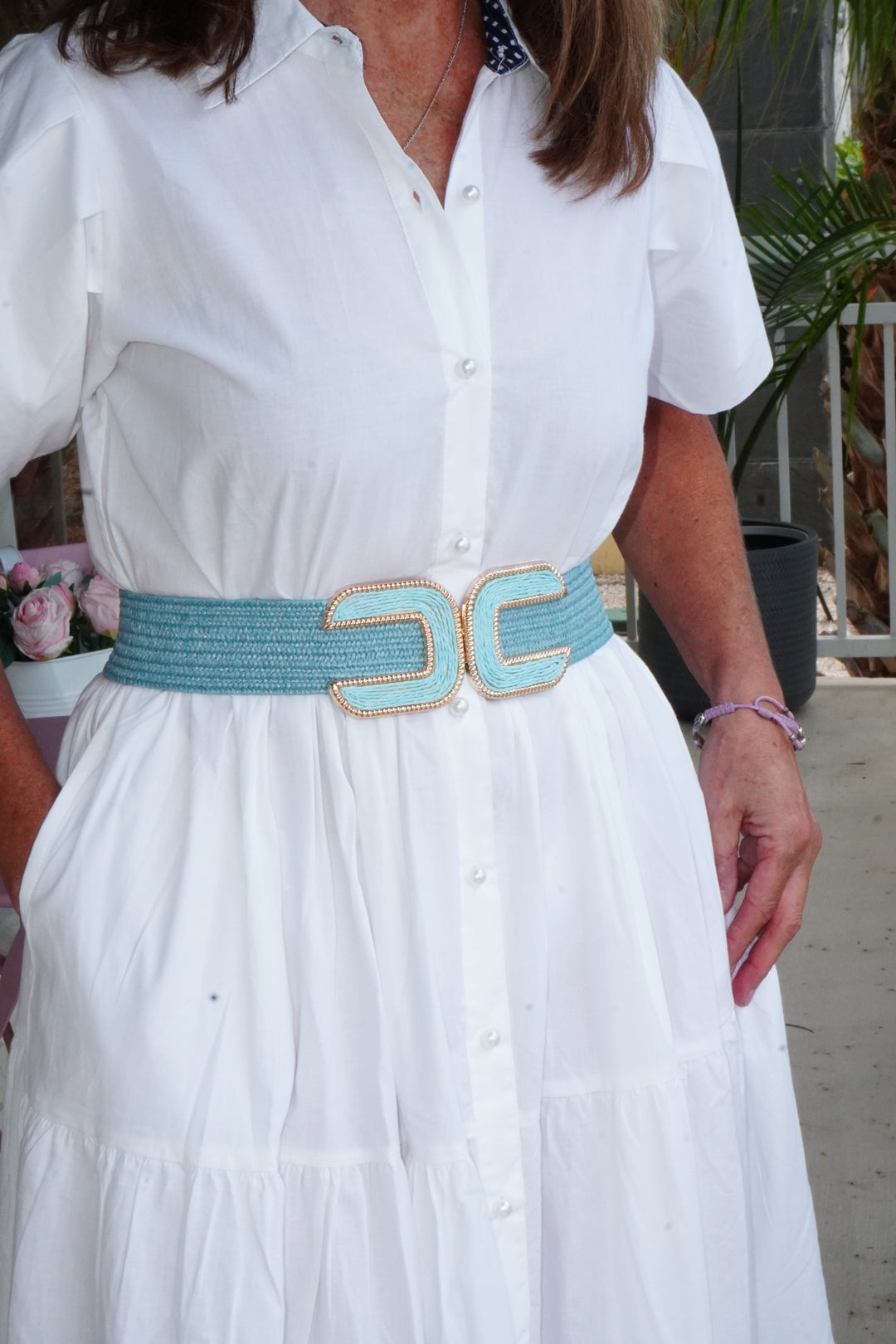 Women's Braided Thick Belt Powder Blue